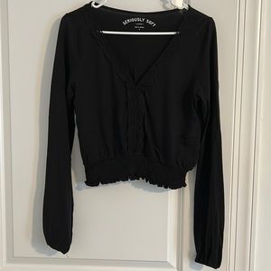 Black long sleeve with ruched bottom